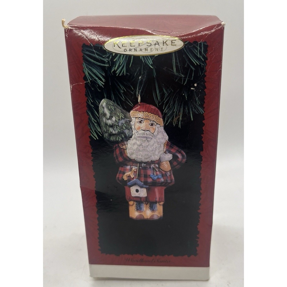Hallmark Woodland‎ Santa Christmas Ornament Pressed Tin Dated 1996